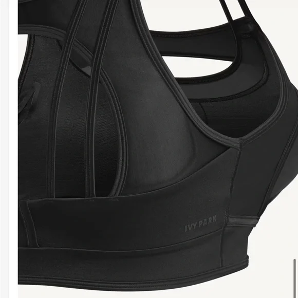 IVY PARK x ADIDAS layered satiny NWT black shiny bra/crop top 2X